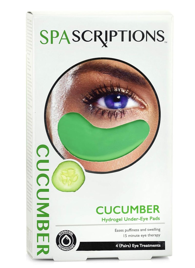 SpaScriptions Underyes Treatment Hydrogel Cucumber Hydrating Under Eye Pads for Dark Circles and Puffy Eyes- 4 Pairs