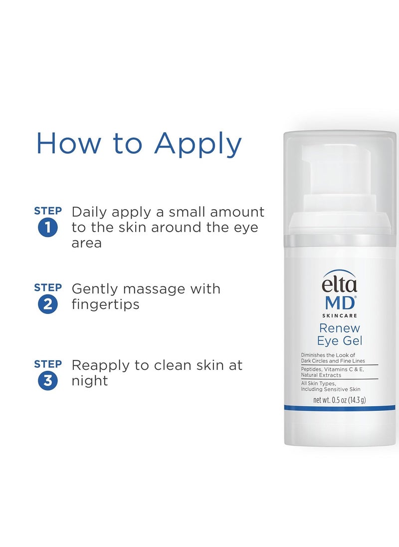 EltaMD Renew Eye Gel, Serum for Dark Circles and Puffiness, Under Eye Serum for Face, Anti Aging, Minimizes Fine Lines and Wrinkles, 0.5 oz Pump