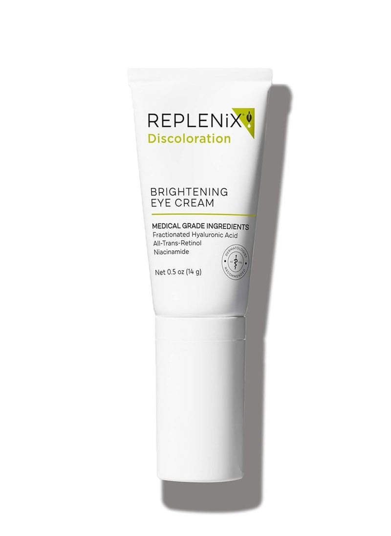 Replenix Brightening Eye Cream, Medical-Grade Hydrating Under Eye Treatment for Dark Circles & Puffiness with Hyaluronic Acid (0.5 oz)