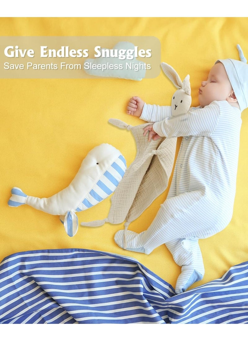 Embroidered Baby Security Blanket, Cute Bunny Comforter for Baby Sleeping, Soft Toddler Sleeping Toy, Comfortable Bed Blanket for Babies