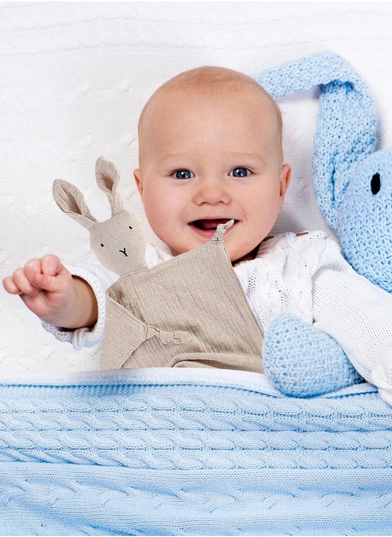 Embroidered Baby Security Blanket, Cute Bunny Comforter for Baby Sleeping, Soft Toddler Sleeping Toy, Comfortable Bed Blanket for Babies