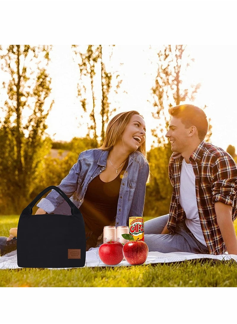 Lunch Bag Bento Bag, Insulated Lunch Box Men Adult Lunchbox Lunch Tote Reusable Meal Prep Container Bag Bento Box Cooler Bag for Students Ladies Men Picnic Work Outdoor Office (Black)