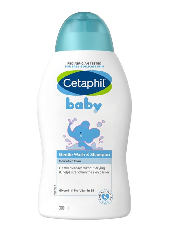 Cetaphil Baby Gentle Wash & Shampoo – Unscented Foaming Cleanser for Sensitive Skin, 300ml