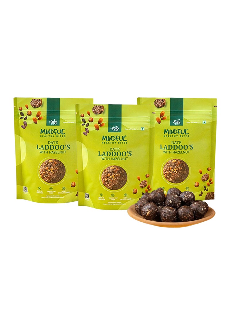 Mindful Sugar Free Dates Laddoo's With Hazelnut Flavour | Replacement of Energy & Protein Bars Zero Trans Fat & Zero Cholesterol Pack of 3 - 300gm