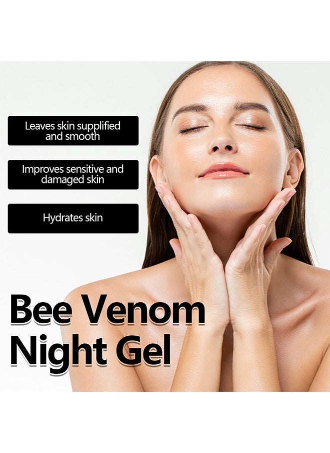 Bee Venom Night Gel,Anti-Aging Bee Venom Facial Gel Moisturizer,Anti-Wrinkle Cream,Firming Face Cream,Facial Moisturizer with Collagen and Hyaluronic Acid,Anti-Wrinkle Reduce Fine Lines
