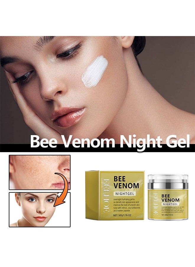 Bee Venom Night Gel,Anti-Aging Bee Venom Facial Gel Moisturizer,Anti-Wrinkle Cream,Firming Face Cream,Facial Moisturizer with Collagen and Hyaluronic Acid,Anti-Wrinkle Reduce Fine Lines