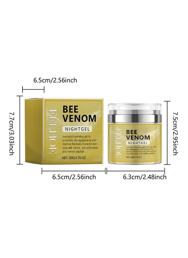 Bee Venom Night Gel,Anti-Aging Bee Venom Facial Gel Moisturizer,Anti-Wrinkle Cream,Firming Face Cream,Facial Moisturizer with Collagen and Hyaluronic Acid,Anti-Wrinkle Reduce Fine Lines