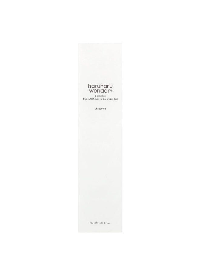 Haruharu, Wonder®, Black Rice Triple AHA Gentle Cleansing Gel, Unscented, 3.38 fl oz (100 ml)