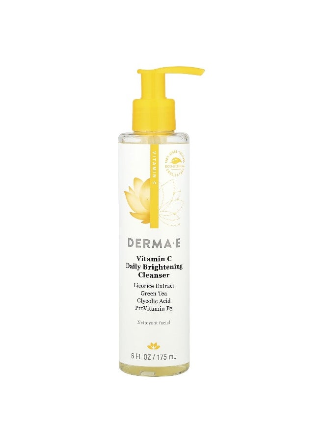 DERMA E, Vitamin C Daily Brightening Cleanser, 6 fl oz (175 ml)