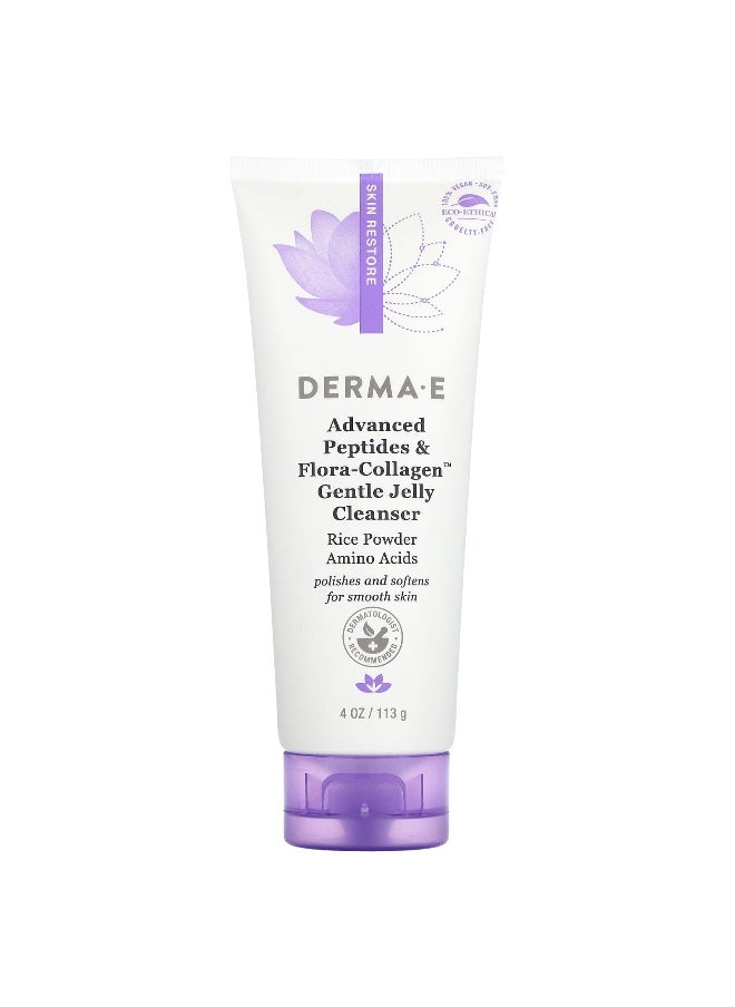 DERMA E, Advanced Peptides & Flora-Collagen Gentle Jelly Cleanser, 4  oz  (113 g)