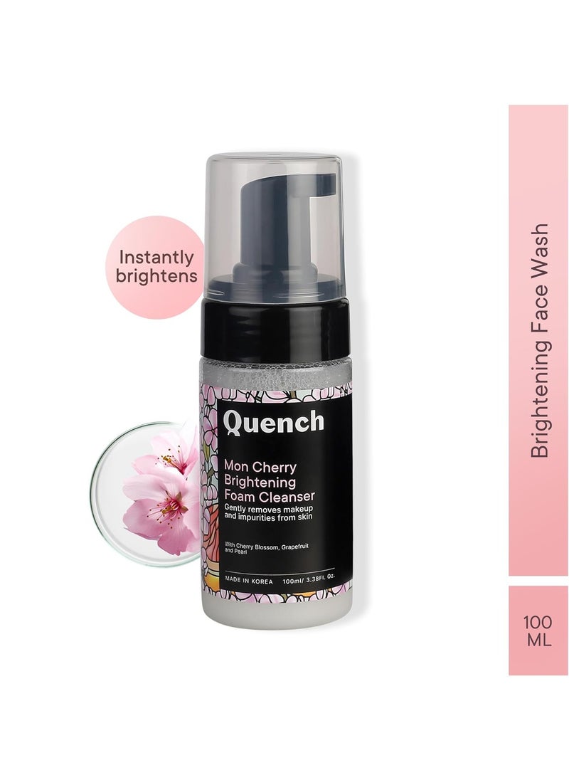 Brightening Foam Cleanser with Cherry Blossom Radiance | Korean Face Wash for Glowing Skin | Removes Makeup, Dirt & Impurities | Brightens Dull Skin | Made in Korea (100ml)