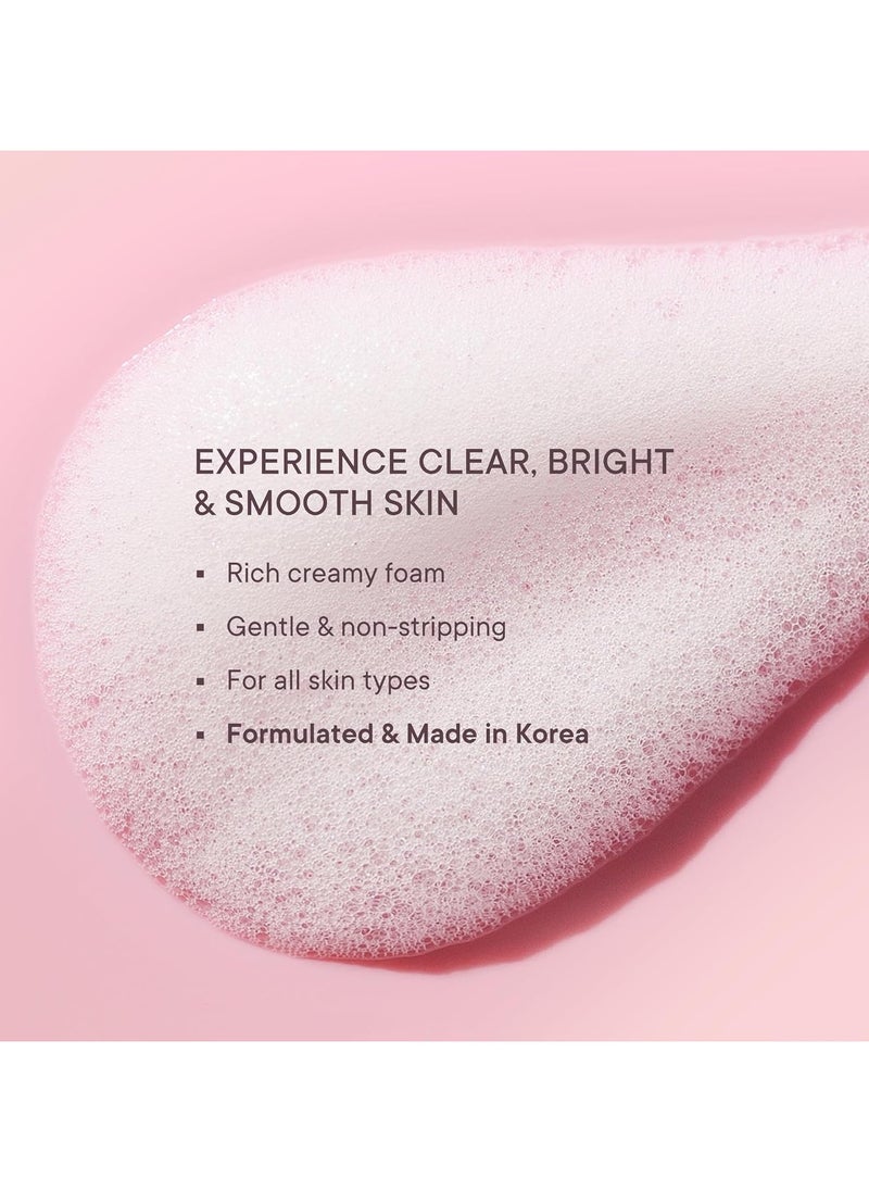 Brightening Foam Cleanser with Cherry Blossom Radiance | Korean Face Wash for Glowing Skin | Removes Makeup, Dirt & Impurities | Brightens Dull Skin | Made in Korea (100ml)
