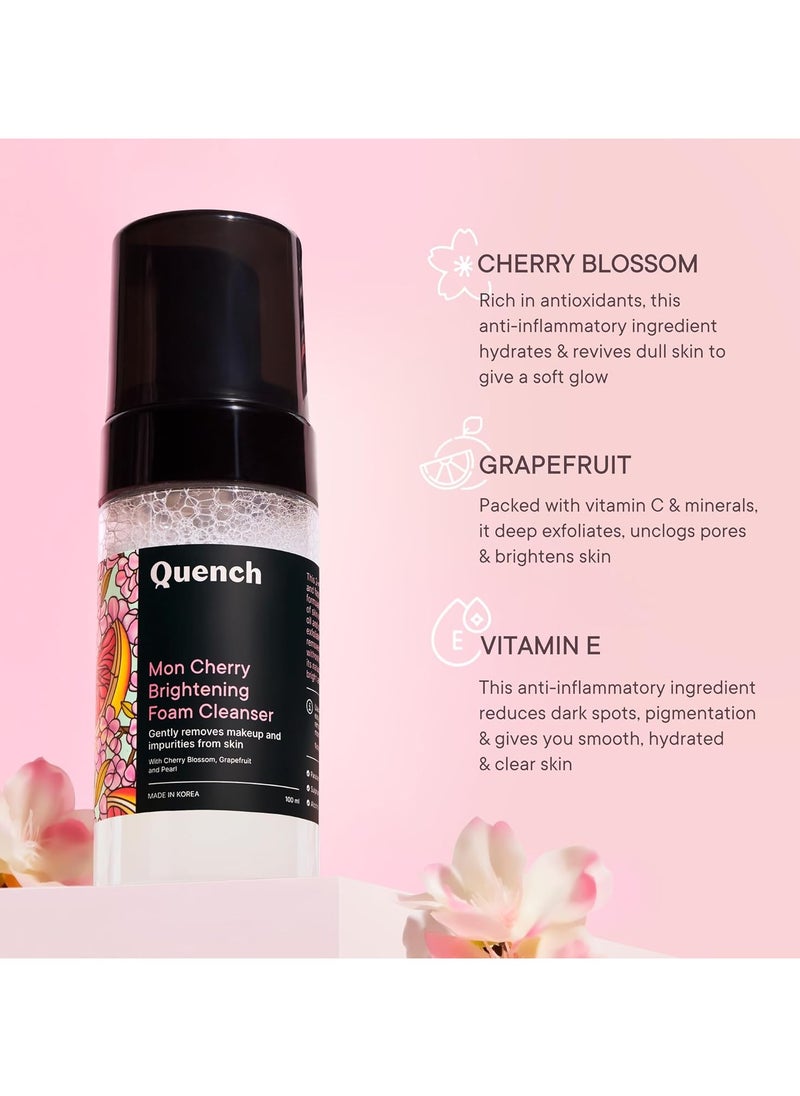 Brightening Foam Cleanser with Cherry Blossom Radiance | Korean Face Wash for Glowing Skin | Removes Makeup, Dirt & Impurities | Brightens Dull Skin | Made in Korea (100ml)