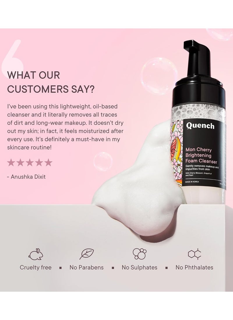 Brightening Foam Cleanser with Cherry Blossom Radiance | Korean Face Wash for Glowing Skin | Removes Makeup, Dirt & Impurities | Brightens Dull Skin | Made in Korea (100ml)