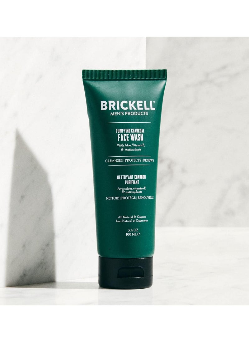 Purifying Charcoal Face Wash for Men Scented Peppermint 3.4 Ounce