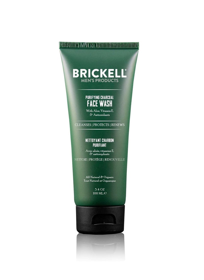 Purifying Charcoal Face Wash for Men Scented Peppermint 3.4 Ounce