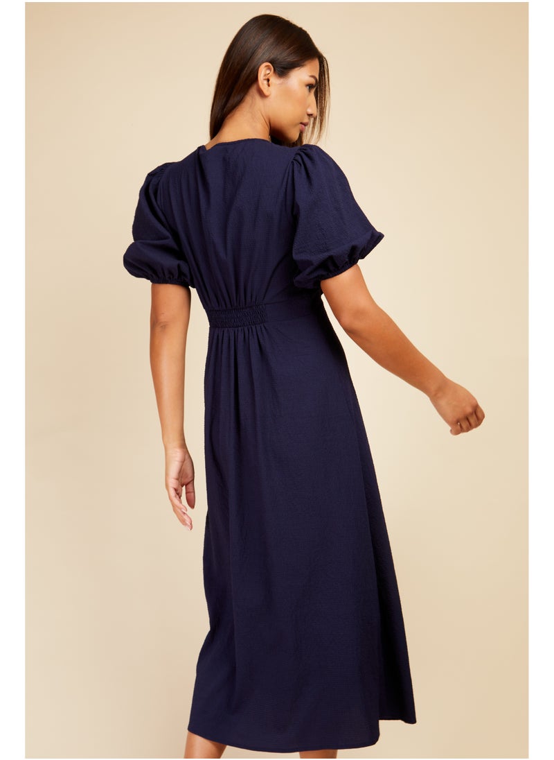 Puff Sleeve Midi Dress