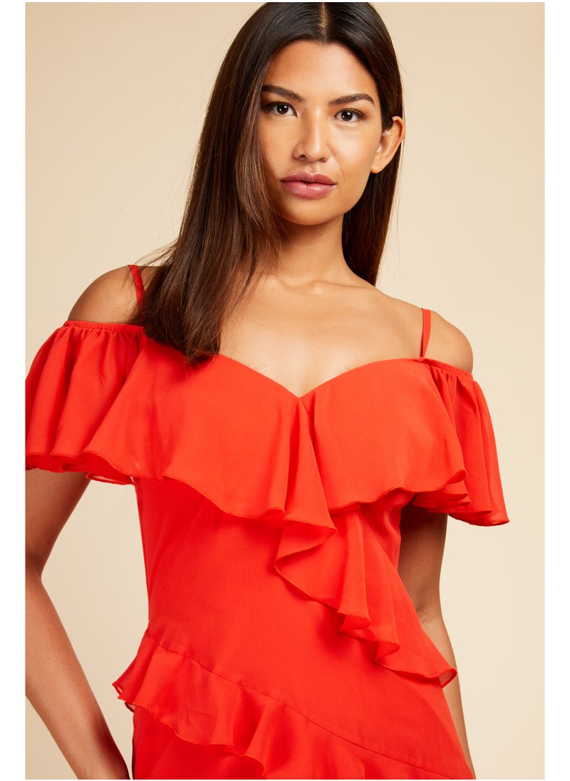 Ruffled Chiffon Dress