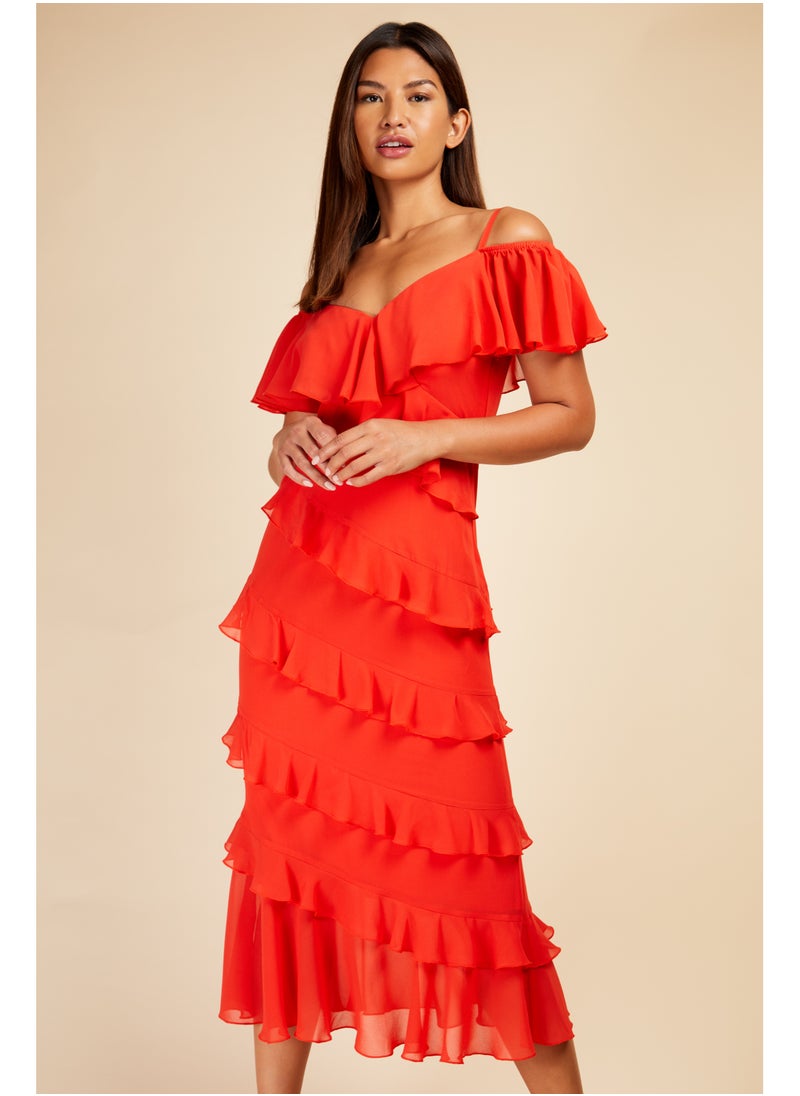 Ruffled Chiffon Dress
