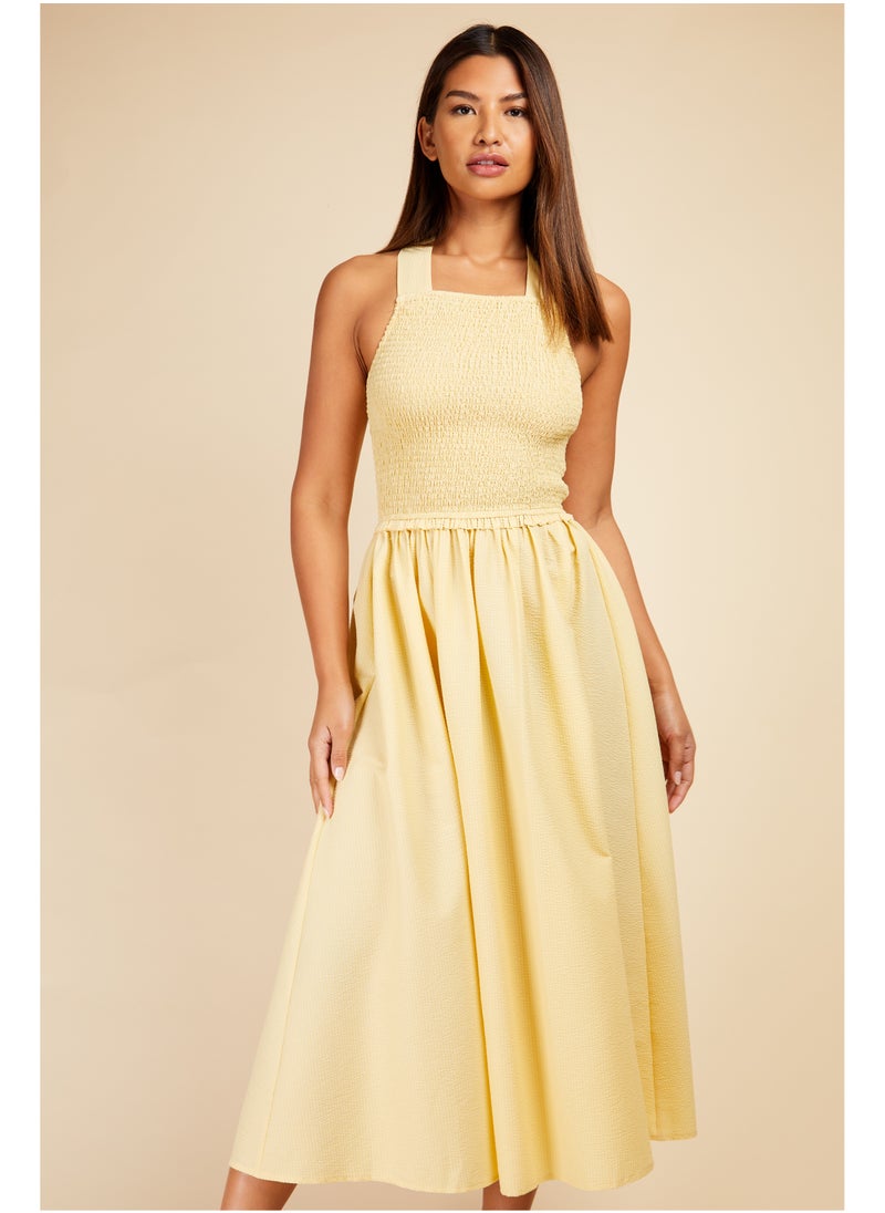 Smocked Bodice Midi Dress