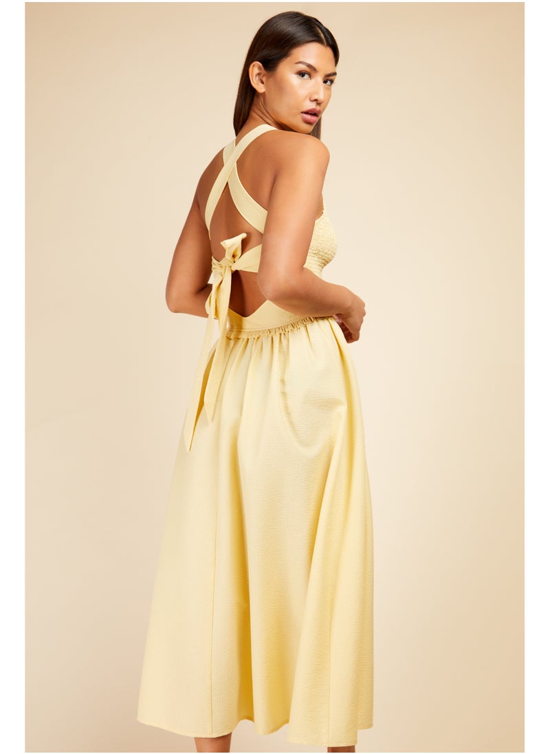 Smocked Bodice Midi Dress