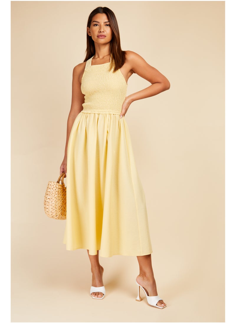 Smocked Bodice Midi Dress