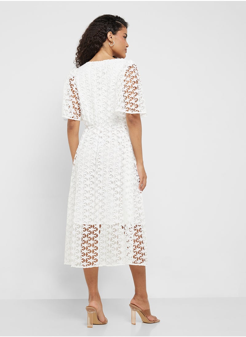 Floral Lace Midi Dress