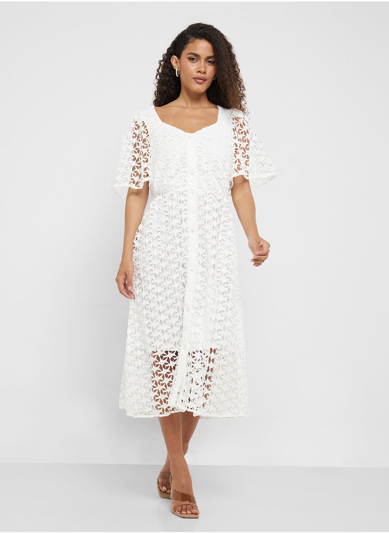 Floral Lace Midi Dress