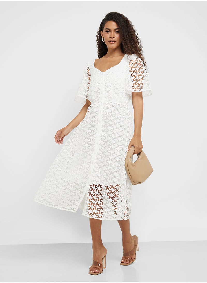 Floral Lace Midi Dress