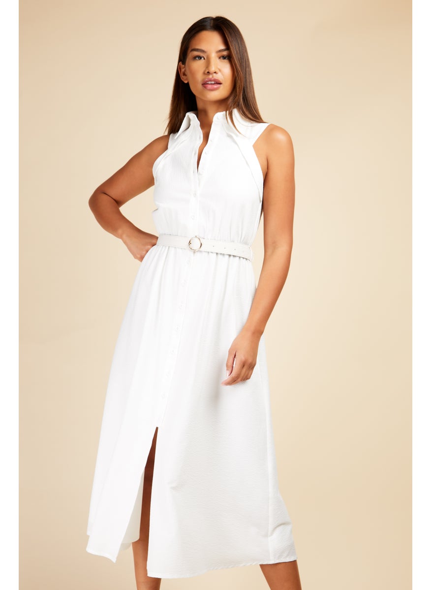 Belted Halter Midi Dress