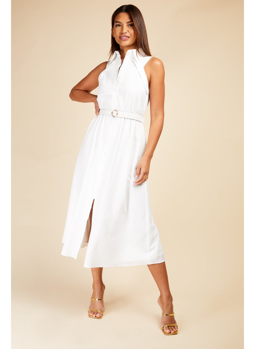 Belted Halter Midi Dress