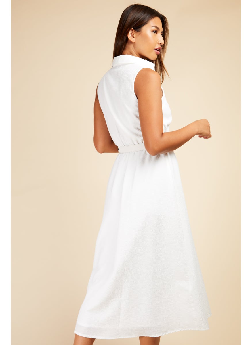 Belted Halter Midi Dress