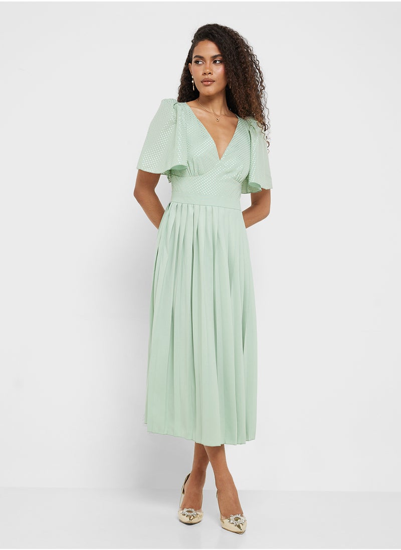 Pleated Midi Dress