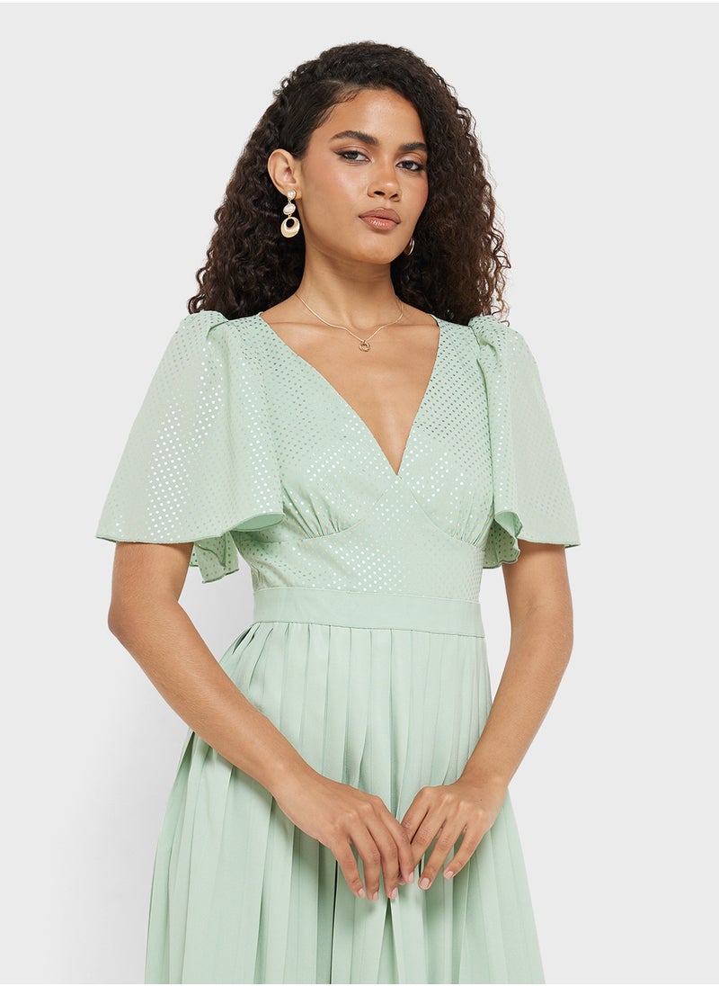 Pleated Midi Dress