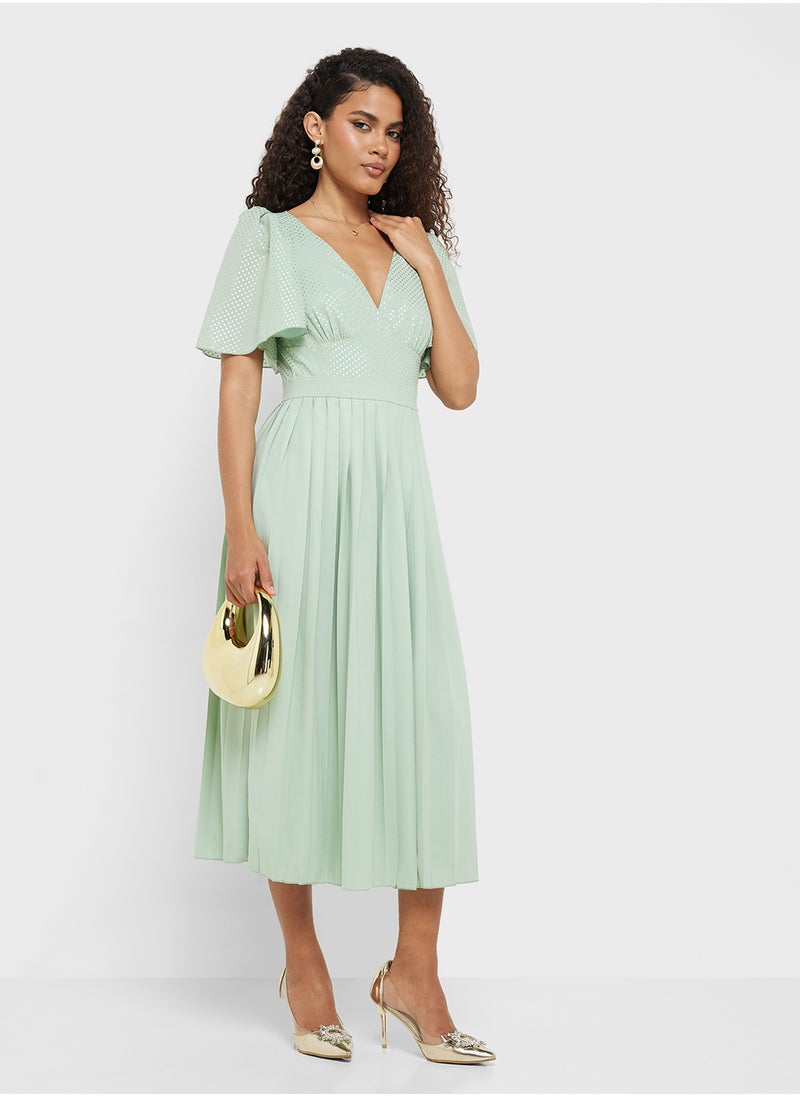 Pleated Midi Dress
