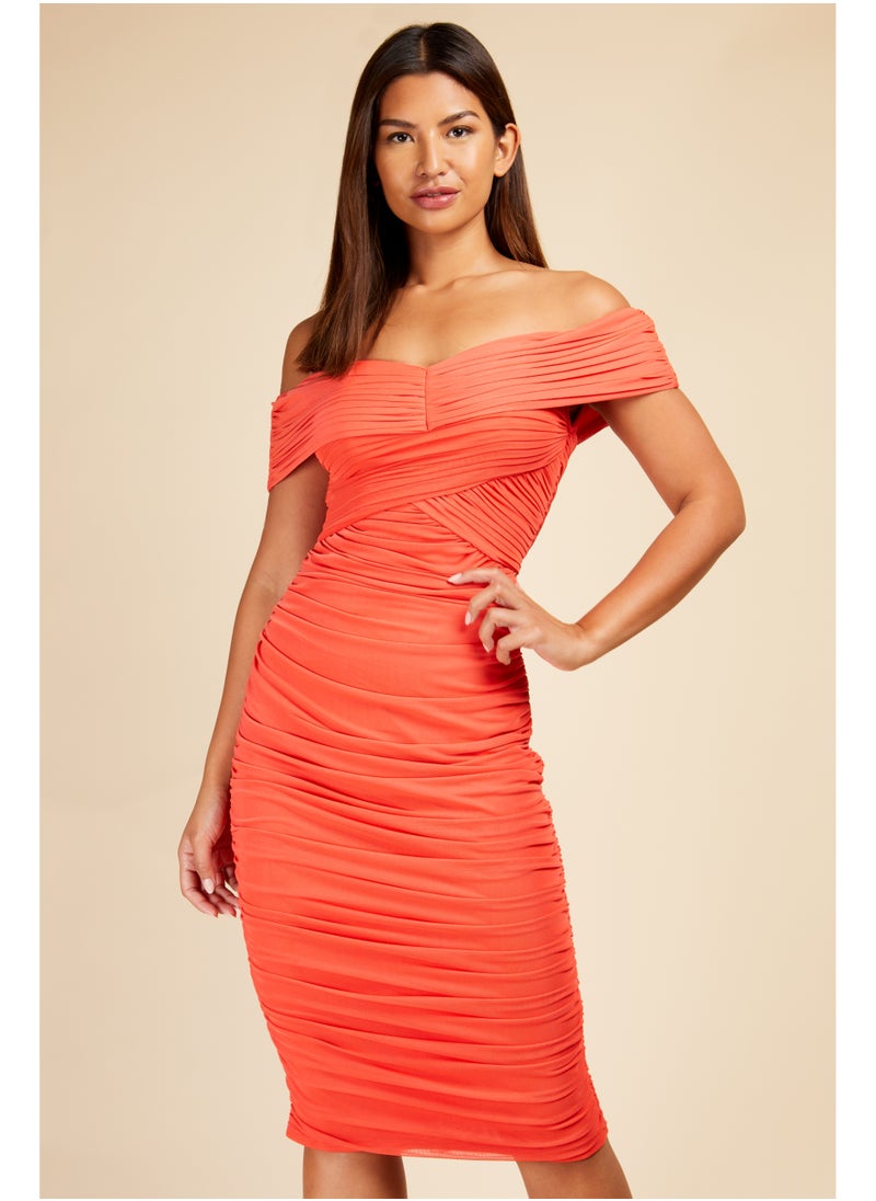 Ruched Off-Shoulder Dress
