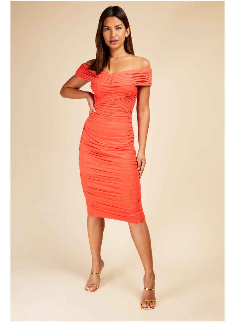 Ruched Off-Shoulder Dress