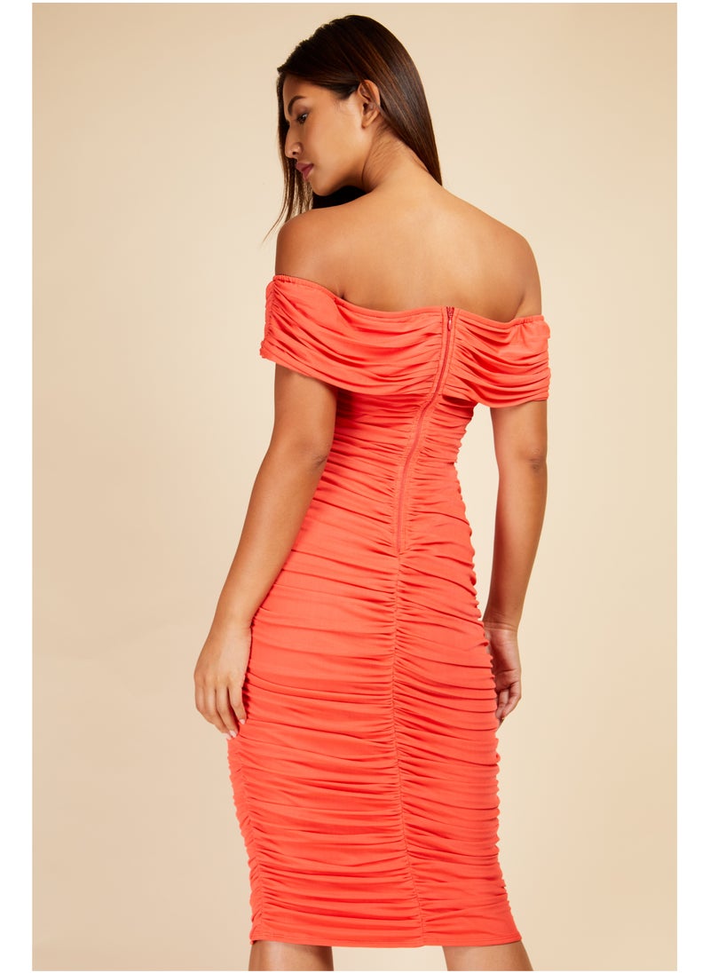 Ruched Off-Shoulder Dress
