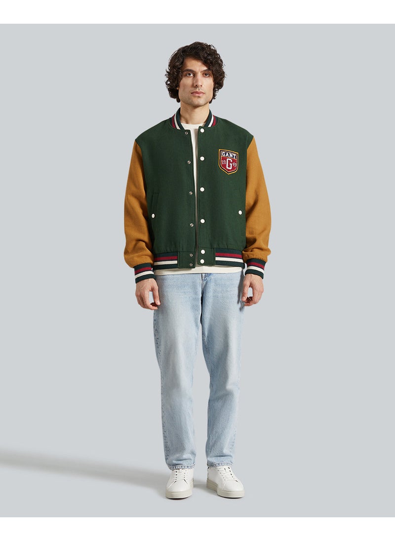 WOOL BLEND VARSITY JACKET