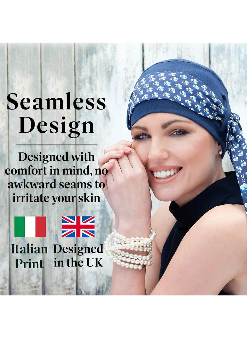 Yanna Navy Iris Florenza - Bamboo Fabric Headwear for Women