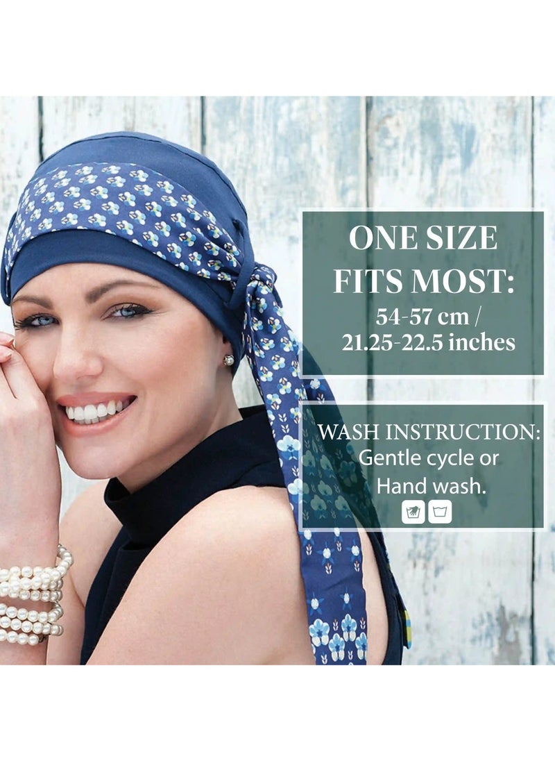 Yanna Navy Iris Florenza - Bamboo Fabric Headwear for Women