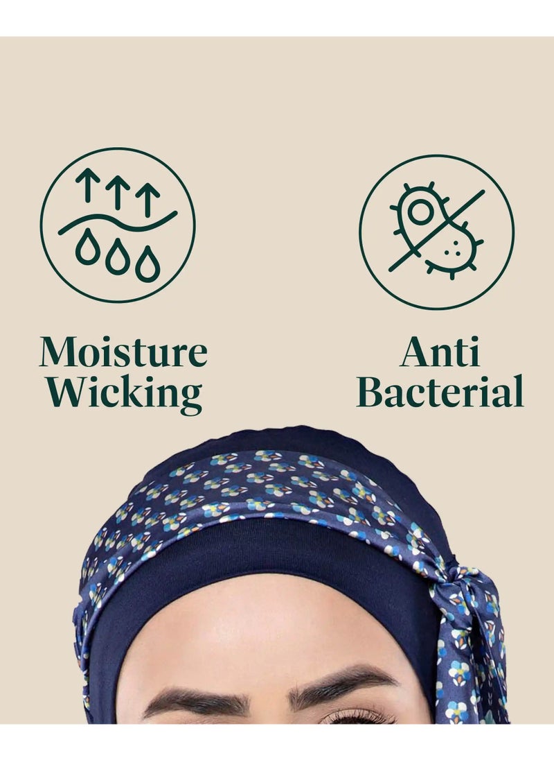 Yanna Navy Iris Florenza - Bamboo Fabric Headwear for Women