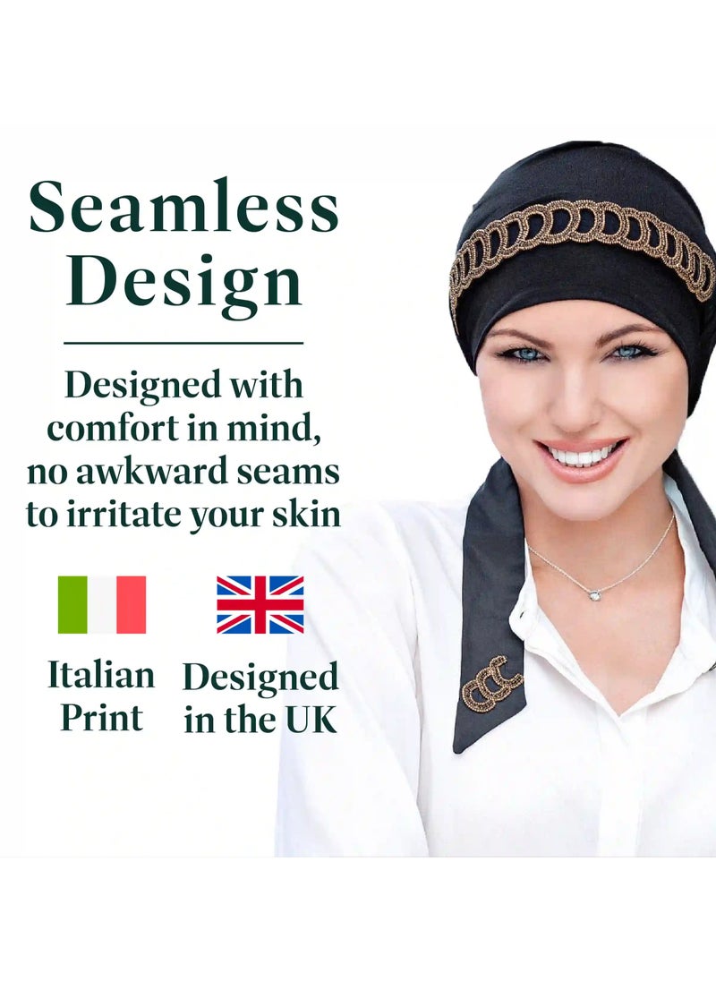 Yanna Black Golden Diadem -  Luxury Bamboo Headwear for Women