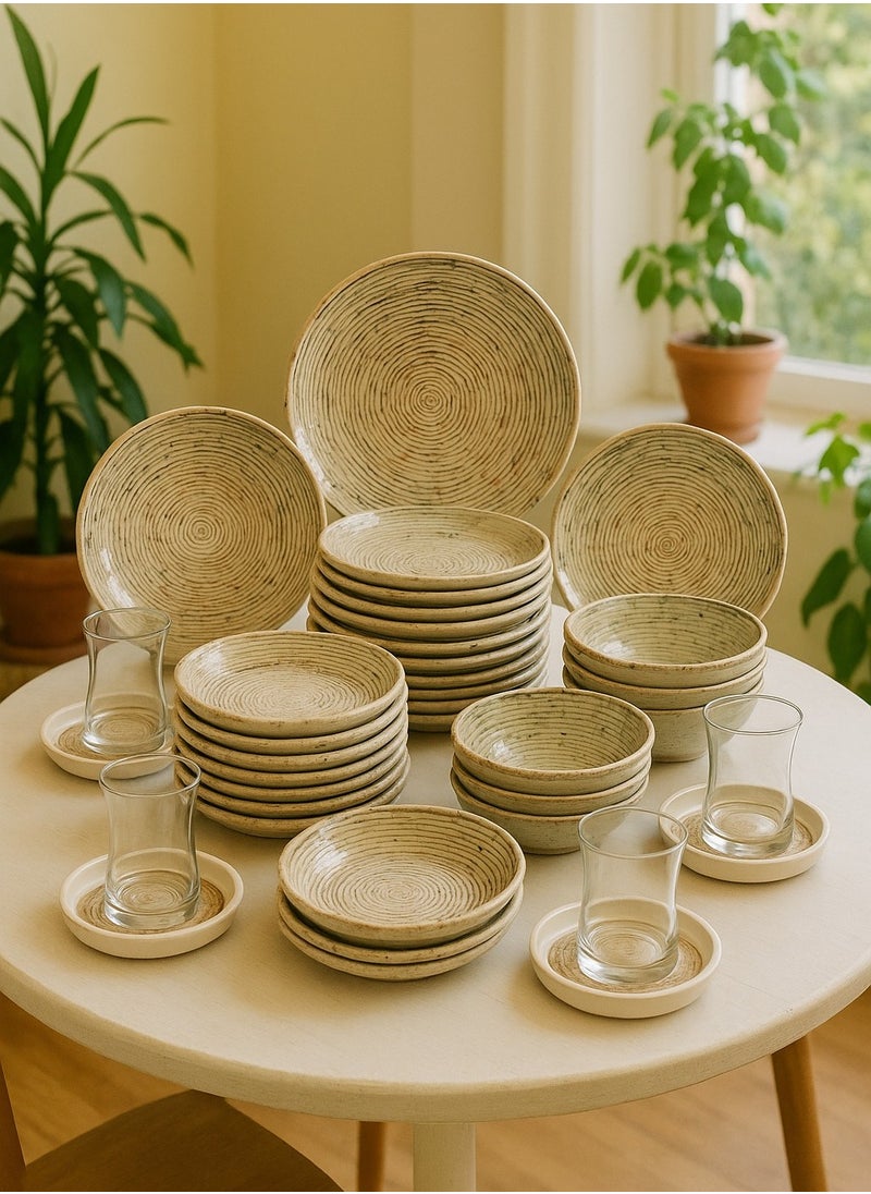36-Pieces Luxury Turkish Porcelain Dinnerware – Complete Set for 6 Persons