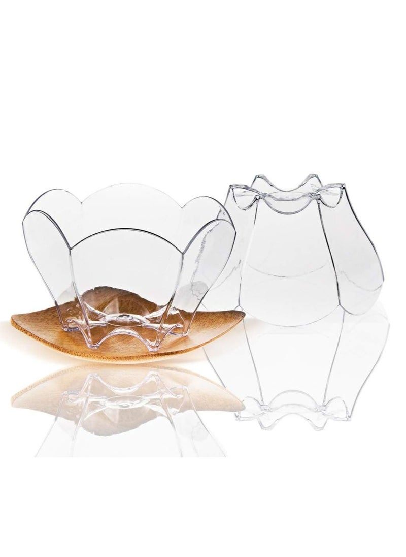 100 Pack Mini Dessert Cups with Spoons, 2.5oz Clear Small Serving Bowl for Party Desserts (Flower Shape)