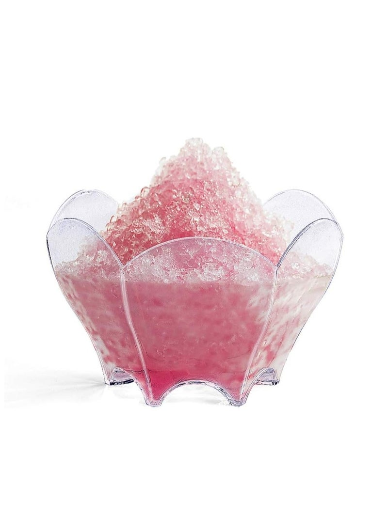 100 Pack Mini Dessert Cups with Spoons, 2.5oz Clear Small Serving Bowl for Party Desserts (Flower Shape)