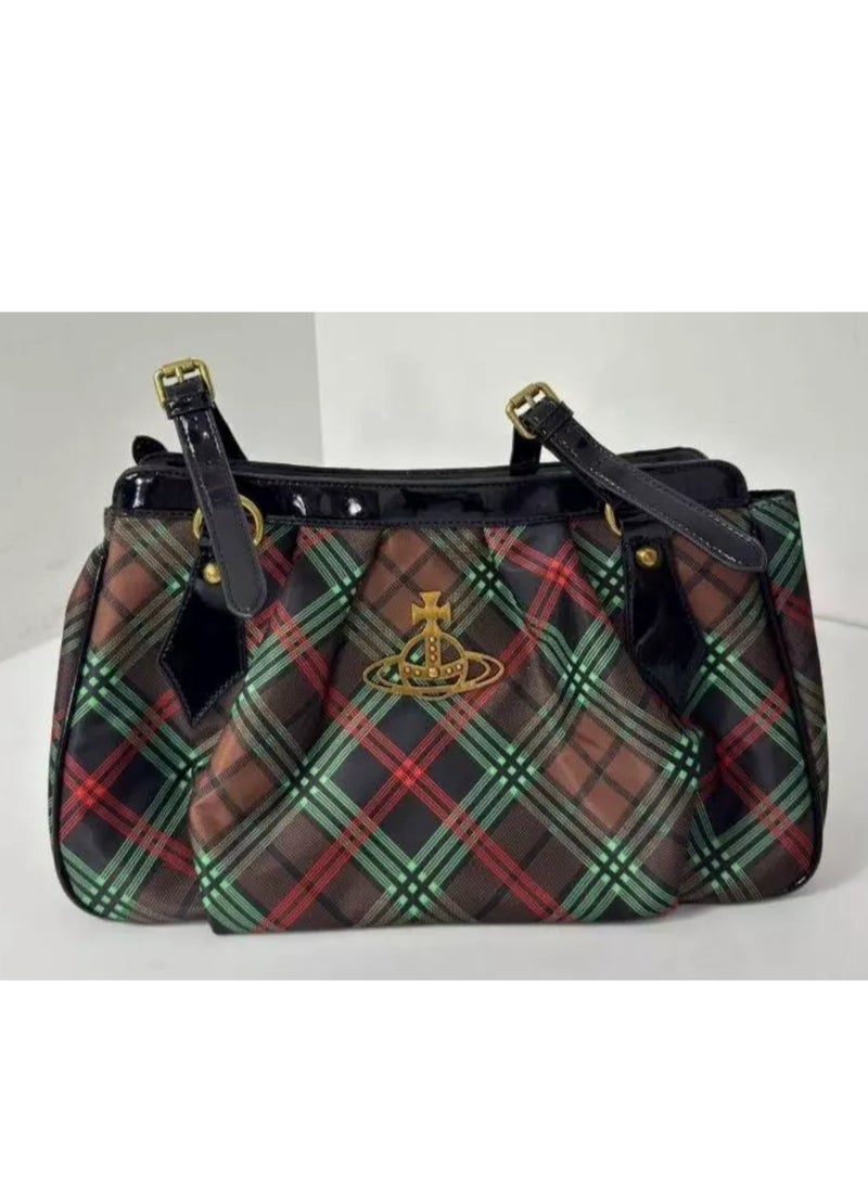 Tote bag plaid underarm bag