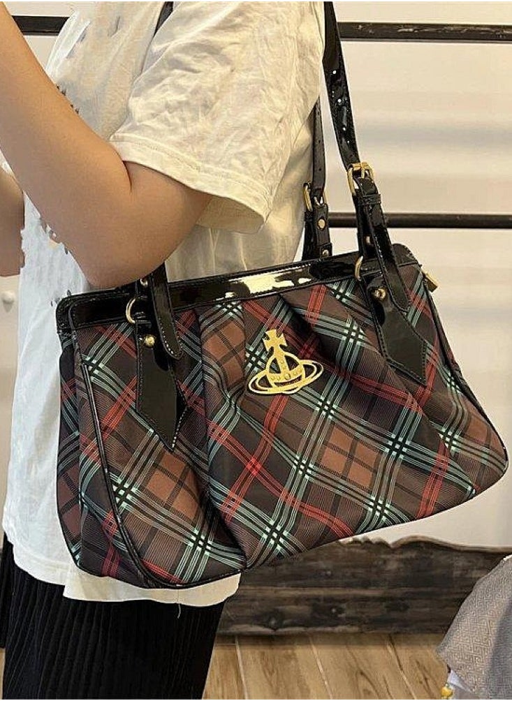 Tote bag plaid underarm bag
