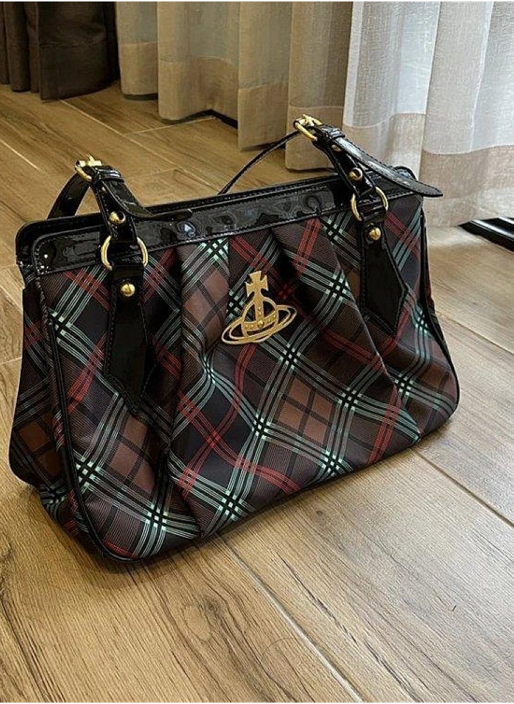 Tote bag plaid underarm bag