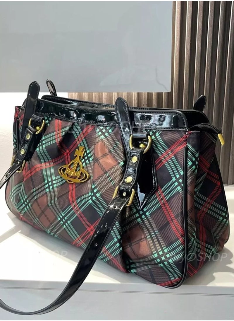 Tote bag plaid underarm bag